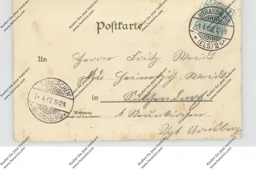 F 67000 STRASBOURG / STRASSBURG, Lithographie, Elsässer Trachten, Kaiserpalast, Kleberplatz