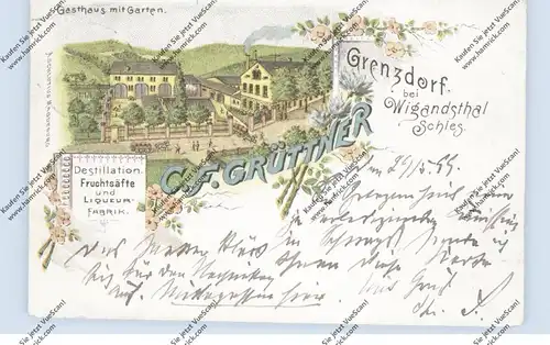 NIEDER-SCHLESIEN - WIGANDSTHAL-GRENZDORF / POBIEDNA, Lithographie 1899, Fa. C.F.Grüttner, Destillation