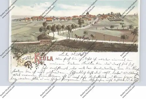 0-5401 HELBEDÜNDORF - KEULA, Lithographie 1899, Dorfansicht, Fuhrwerk