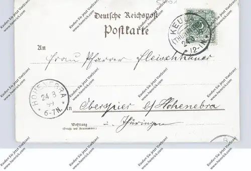 0-5401 HELBEDÜNDORF - KEULA, Lithographie 1899, Dorfansicht, Fuhrwerk