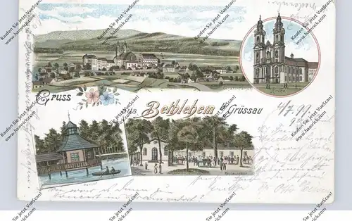 NIEDER-SCHLESIEN - GRÜSSAU-BETHLEHEM / KRZESZOW-KRZESZOW, Lithographie 1899, Restauration, Kirche..