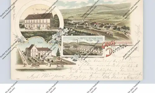 NIEDER-SCHLESIEN - WÜSTEGIERSDORF - DÖRNHAU, Lithographie 1898, Weberei, Gasthof, Schule, Gesamtansicht