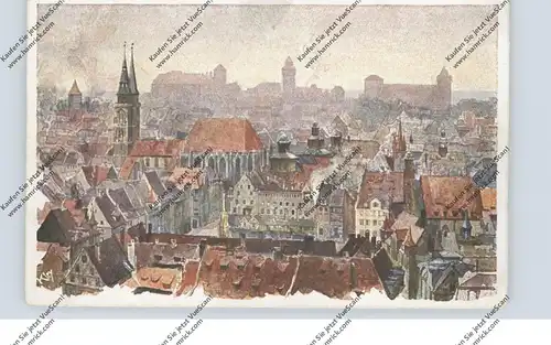 8500 NÜRNBERG, Gesamtansicht, Künstler-Karte Heinrich Kley