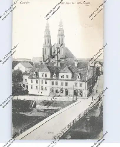 OBER-SCHLESIEN - OPPELN / OPOLE, Blick nach der kath. Kirche, 1920, Oberschlesien-Frankatur