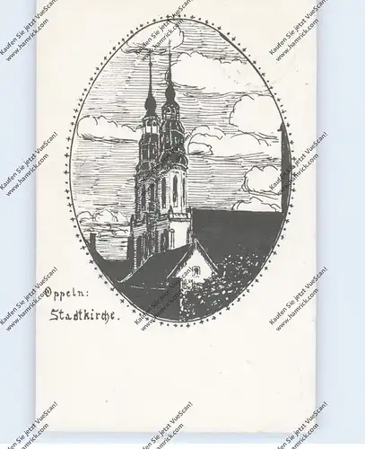 OBER-SCHLESIEN - OPPELN / OPOLE, Stadtkirche, Künstler-Karte 1924