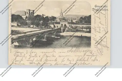 F 57100 THIONVILLE / DIEDENHOFEN, Moselbrücke und Umgebung, 1900, Verlag Engel, bei Bernhoeft hergestellt