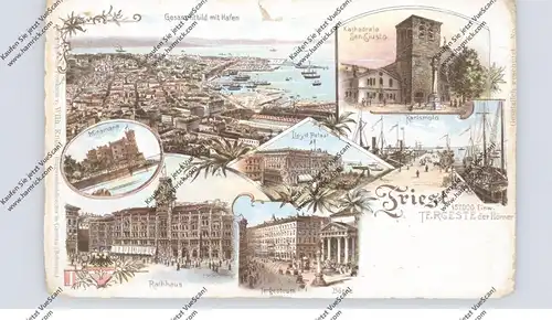 I 34100 TRIESTE, Lithographie, ca. 1900, Einriss / AF