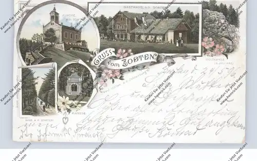 NIEDER-SCHLESIEN - ZOBTENBERG / SOBOTKA, Lithographie 1896, Gasthaus, Kirche, Kapelle