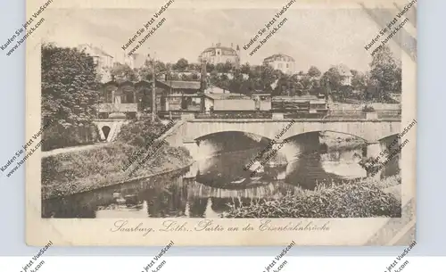 F 57400 SARREBOURG / SAARBURG, Partie an der Eisenbahnbrücke, Dampflokomotive, Verfärbung v. Album