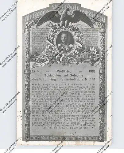 MILITÄR - 1.Weltkrieg 1914 - 1918, Schlachten und Gefechte des 5. Lothringischen Infanterie Regiments 144