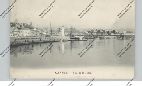 F 06400 CANNES, Vue de la Jette, Phare / lighthouse / Leuchtturm, Briefmarke entfernt