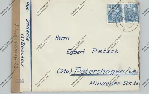 DDR, 1954, Zensur, Beeskow - Petershagen, mit Inhalt