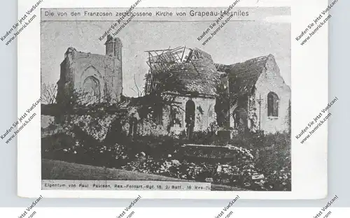 F 60310 GRAPEAUMESNILES, 1.Weltkrieg, die zerschossene Kirche