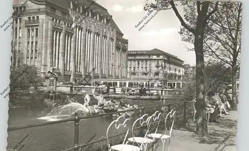 4000 DÜSSELDORF, Pariser Stühle auf der Kö, Strassenbahn, 1956