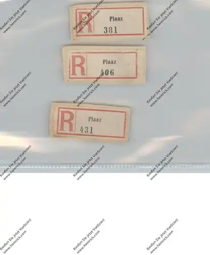 0-2601 PLAAZ bei Güstrow, 3 alte Einschreibzettel