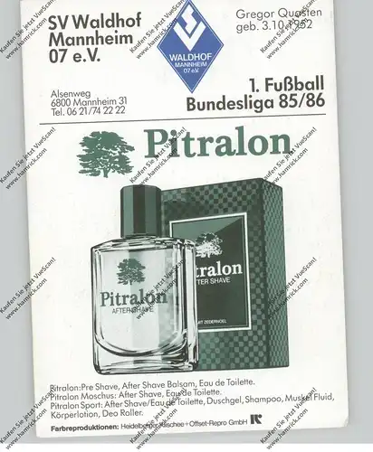 SPORT - FUSSBALL - WALDHOF MANNHEIM, GREGOR QUASTEN, Autogramm