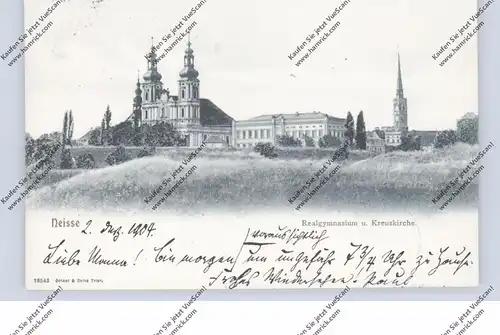 OBER-SCHLESIEN - NEISSE / NYSA, Realgymnasium und Kreuzkirche, 1904