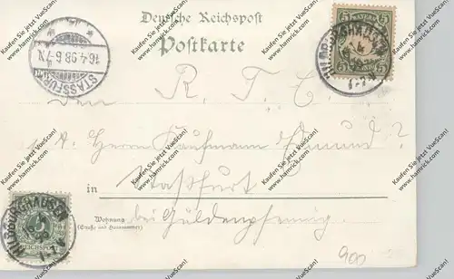 0-6110 HILDBURGHAUSEN, Lithographie 1898, Bahnmeister- & Electrotechniker - Schule, Mischfrankatur Bayern - DR