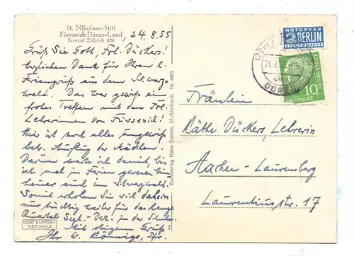5352 ZÜLPICH - FÜSSENICH, St. Nikolaus-Stift, Innenansicht, 1955