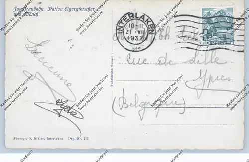 CH 3822 LAUTERBRUNNEN BE, Zahnradbahn Jungfraubahn, Station Eigergletscher und Mönch, 1937