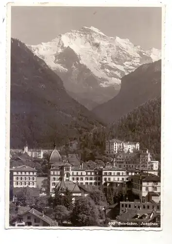 CH 3800 INTERLAKEN BE, Ortsansicht mit Jungfrau, 1934