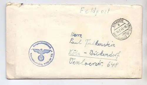 5107 SIMMERATH - STRAUCH, Reichsarbeitsdienst - Beleg, Feldpost Nr. 018011941, Strauch über Monschau