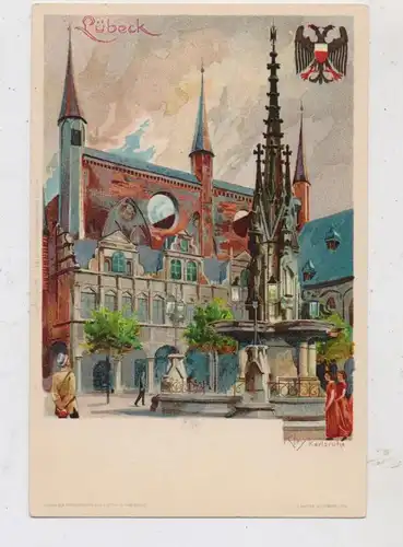 2400 LÜBECK, Marktbrunnen, Künstler-Karte Heinrich Kley