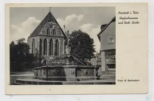 0-5210 ARNSTADT, Hopfenbrunnen und Bach - Kirche, 1942