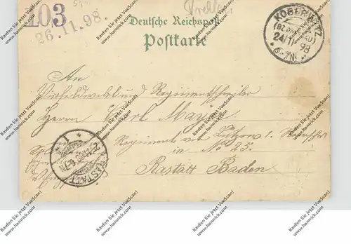 NIEDER-SCHLESIEN - STREHLEN-GROSSBURG / STRZELIN, Lithographie 1898,  Gasthof zur Krone, Warenhandlung Rösner...