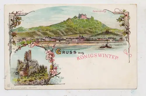 5330 KÖNIGSWINTER, Lithographie Petersberg und Drachenfels