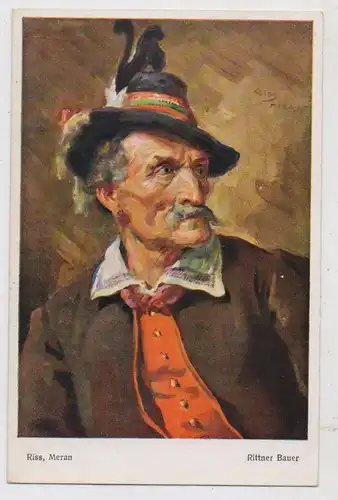 I 39054 RITTEN, Rittner Bauer, Künstler-Karte Riss - Meran, 1926