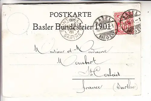 CH 4000 BASEL, Bundesfeier 1901, 15.Juli 1901 !!