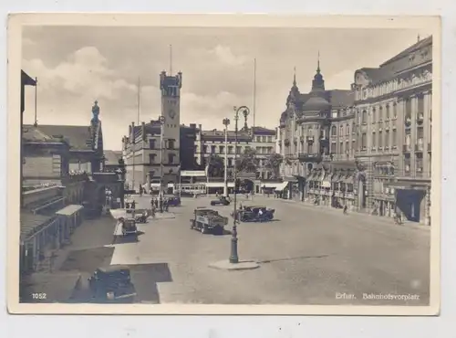 0-5000 ERFURT, Bahnhofsvorplatz, Oldtimer SHELL - LKW, Hotel Erfurter Hof