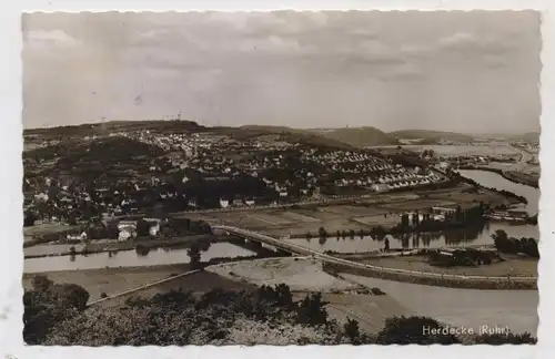 5804 HERDECKE, Gesamtansicht über die Ruhr, 1962