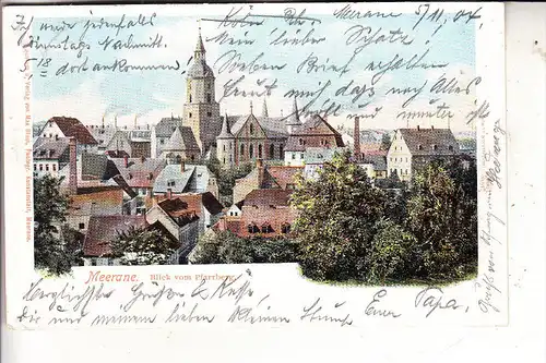 0-9612 MEERANE, Blick v. Pfarrberg, 1904, rücks. Papiermangel