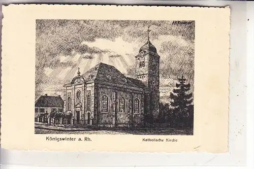 5330 KÖNIGSWINTER, Katholische Kirche, Künstler-Karte Euchler