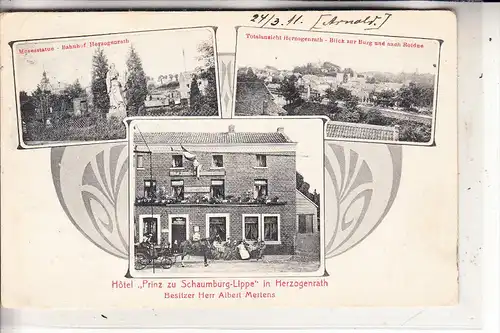 5120 HERZOGENRATH, Hotel "Prinz zu Schaumburg-Lippe", Bahnhof, Blick nach Rolduc, 1911