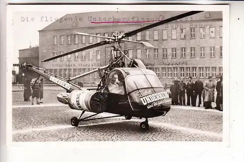 4134 RHEINBERG, Die fliegende UNDERBERG-Flasche, Pilot Sepp Bauer, Nadellöcher