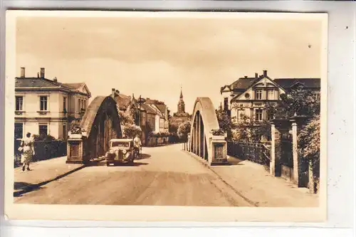 0-7232 BAD LAUSICK, Blick vom Bad zur Stadt, 1951, Auto-Oldtimer