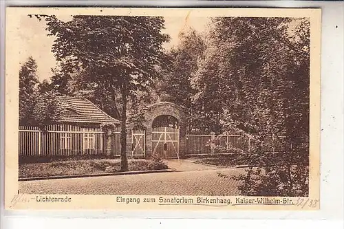 1000 BERLIN - LICHTENRADE, Eingang zum Santorium Birkenhaag, 1927