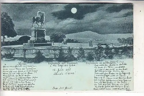 F 57000 METZ, Esplanade mit Denkmal, Mondscheinkarte, 1898