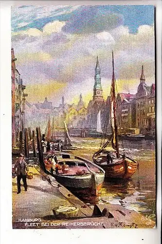 2000 HAMBURG, Fleet, Bei der Reimersbrücke, Künstler-Karte, Tuck Oilette