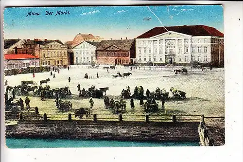 LETTLAND - MITAU / JELGAVA, Markt, 1917, Druckstelle