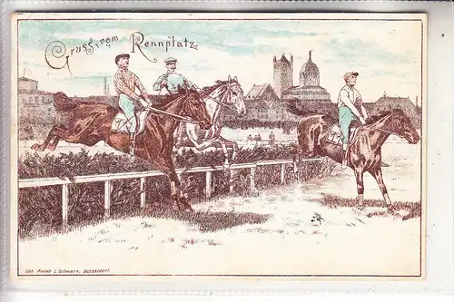 4040 NEUSS, Pferde-Rennbahn, Litho, 1898