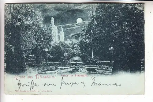 6800 MANNHEIM, Stadtpark, Mondschein-Karte, 1901