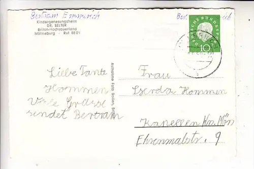 5790 BRILON - WÜLFTE, Möhneburg, KIndererholungsheim, Landpoststempel