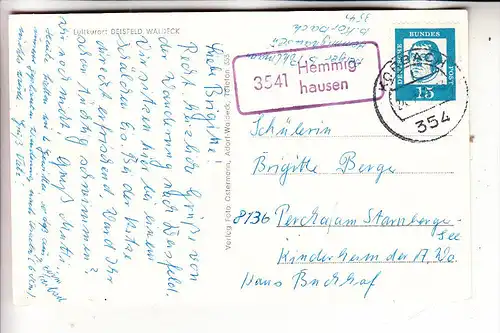 3544 WALDECK - DEISFELD, Panorama, Landpoststempel "3541 Hemmighausen", 1964