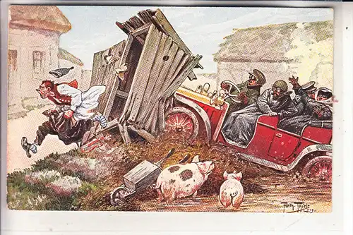 KÜNSTLER / ARTIST - ARTHUR THIELE, "Unterbrochene Sitzung", Humor, Erhaltung I