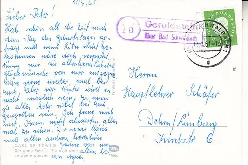 6208 BAD SCHWALBACH, Postgeschichte, Landpoststempel "16 Geroldstein über Bad Schwalbach", 1961