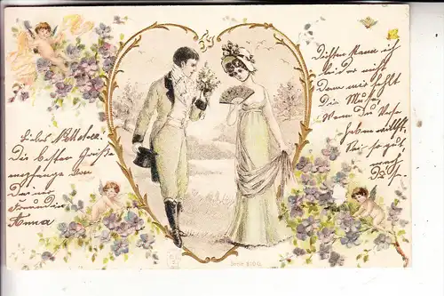 MODE - Kleidung, Liebe, Romantik, geprägr / embossed / relief, 1901